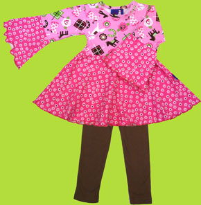 Flap Happy Cowgirl Floral Contrast Woodstock Top and Chocolate Leggings