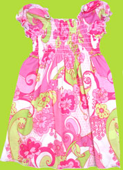Girlfriends Paisley Flower Short Sleeve Smock Dress 