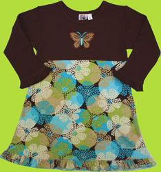 Girl Friends Brown/Daisy Dot A-Line Dress with Brown Leggings