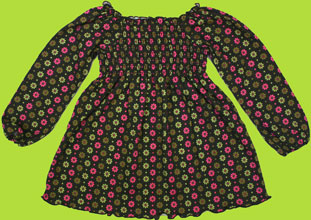 Girl Friends Mini Flower Long Sleeve Smocked Top with Brown Leggings