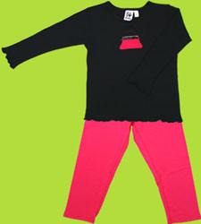 Girl Friends Hot Pink Purse Long Sleeve Top and Hot Pink Leggings