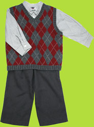 Good Lad Gray/Red argyle vest set