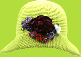 Hand and Heart Green Hand Crocheted Hat w/Flowers 