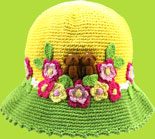Yellow Teddy Bears and Flowers Hat 