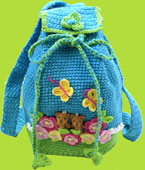 Turquoise Backpack with Teddy Bears