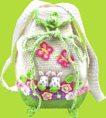 Hand and Heart White Backpack with Bunnies 