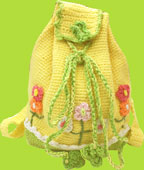 Hand and Heart Yellow Hand Crocheted Flower Backpack