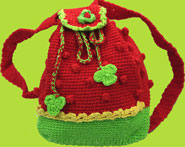 Hand and Heart Red and Green Crochet Backpack