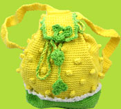 Hand and Heart Yellow and Green Crochet Backpack