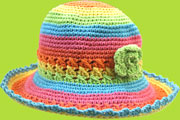 Rainbow Hand Crotcheted Floppy Hat 