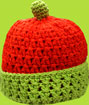 Hand & Heart Red and Green Hand Crocheted Beanie
