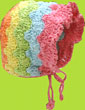 Pastel Rainbow Hand Crocheted Bonnet 