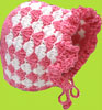 Hand & Heart Pink and White Hand Crocheted Bonnet