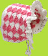 White and Pink Hand Crocheted Bonnet 