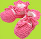 Hand and Heart Pink and White Hand Crocheted Booties