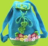 Hand & Heart Blue Hand Crocheted Garden Backpack 
