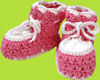 Hand and Heart Pinnk and White Hand Crocheted Booties