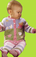Hartstrings Girls Barnyard Friends Button Up Cardigan