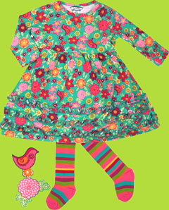 Hartstrings Double Dutch Dress and Striped Tights