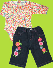 Hartstrings Baby Flower Market Smocked Onezie