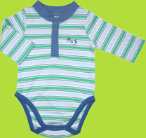 Hartstrings Baby Boy Blue/Green Striped Onesie