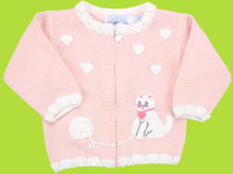 harstrings baby girl kitty knit zip-up cardigan