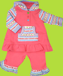 Hartstrings "Baby, its cold" Hooded Dress and Watermelon Pants