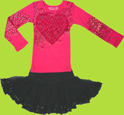 Havengirl Louis Pink Heart Novelty Kid Tee and Black Frou-Frou Chloe Skirt