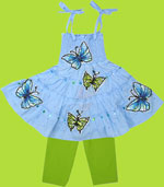Havengirl Lagoon Butterflies Dress show with Lime Capri Leggings