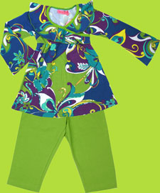Havengirl Blue Pucci Butterfly Baby Doll and Lime Capri Leggings