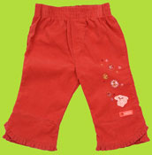 Kaboo Corduroy Ruffled Hem Pant with Embroideries