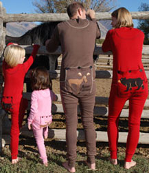 Red, Chocolate Brown and Red Flap Jacks for adults and children