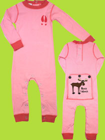 Lazy One Pink Moose Bottom Infant Flap Jack - Modern Long John