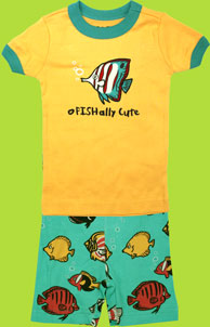 Lazy One "oFISHally Cute" Short and Tee Summer PJs for Kids