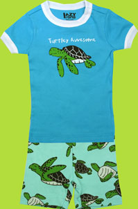 Lazy One "Turtley Awsome" Short and Tee Cotton Kids PJs 