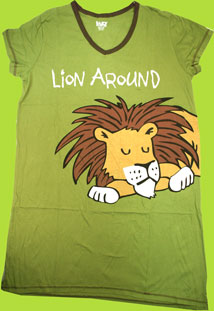 Lazy One Adult Olive "Lion Around" Vneck Nightshirt