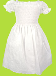 Ma Petite Amie White Bali Lace Puff Sleeve Smock Dress
