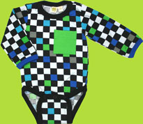 Me Too Hohan Checker Long Sleeve Onesie w/Pocket 