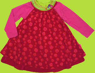 Me Too Kathleen Soft Cord Dress in Red and Fuchsia