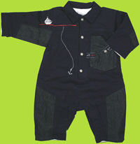 Miniman Padded Navy Coverall with Denim Patches