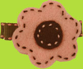 Childrens Pink and Brown Felt Flower Alligator Hair Clip 