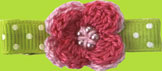 Childrens Green Polka Dot w/Pink Two Toned Flower Alligator Clip