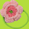 Pink and Green Crochet Flower Child  Pony Tail