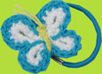 Turquoise and White Butterfly Child Pony Tail