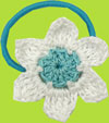 Turquoise and White Crochet Flower Pony Tail