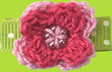 Baby Snap Hair Clip Green Polka Dot with Pink Crocheted Flower