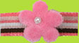 Baby Hair Clip Pink/Brown Stripe with Pink Felt Flower