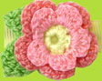 Two Tiered Pink Crochet Flower Baby Snap Hair Clip