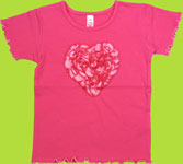 Mulberribush Fucshia Ruffle Heart Cotton Lycra Tee