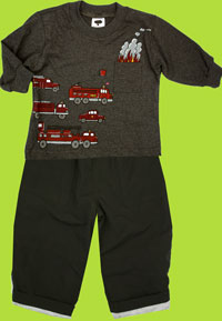 Mulberribush Fire Engines Charcoal Cotton Long Sleeve T-shirt